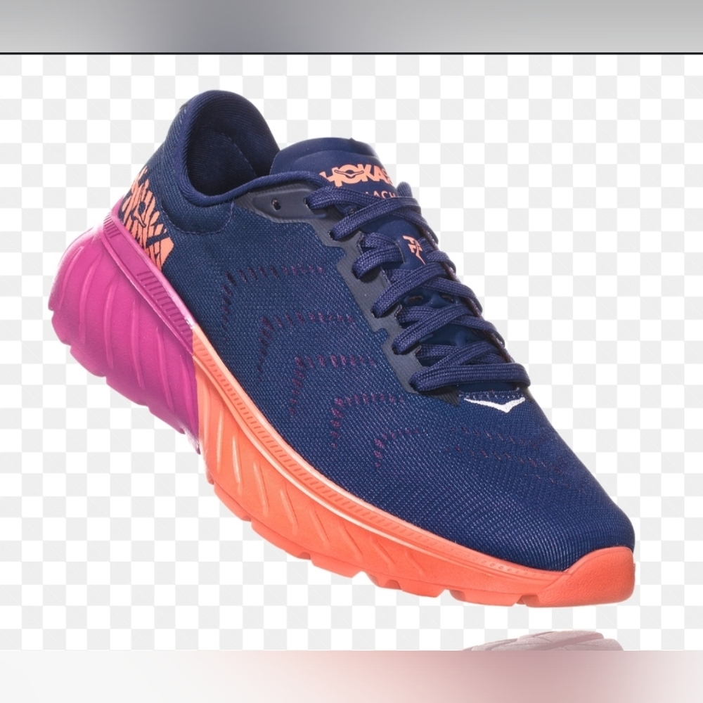 Hoka ONE W MACH 2 Blue Pink Peach Road Running Sneakera Women 7.5